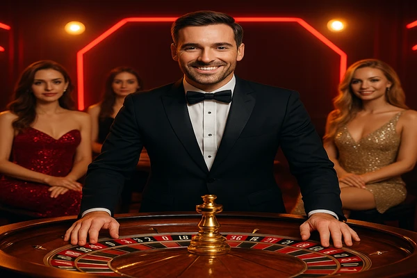 একজন পুরুষ অনলাইন গেমে জয় উদযাপন করছেন, চারপাশে গেমিং প্রতীকগুলো ভেসে উঠছে